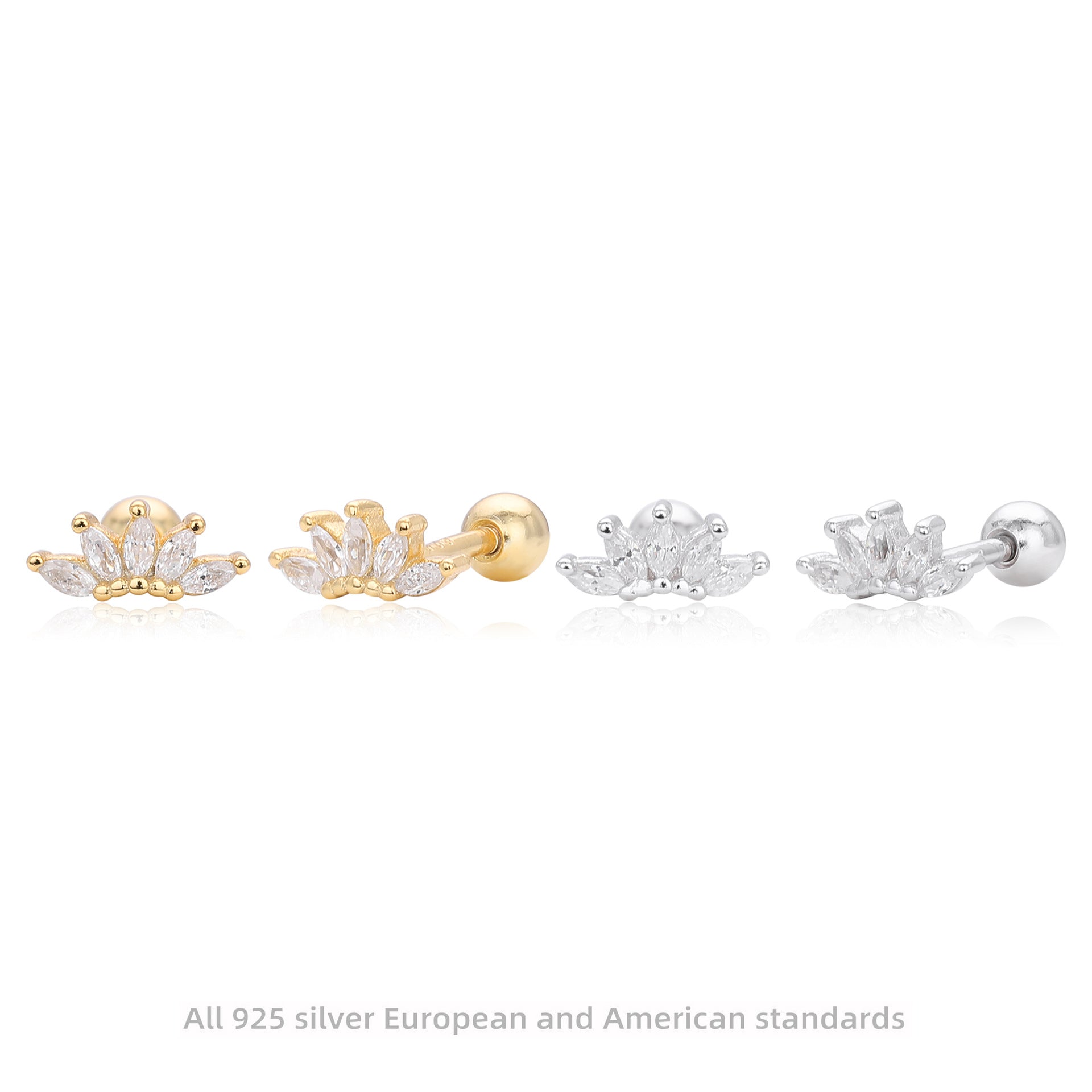 Damen Ohrstecker mit eleganter Krone aus hochwertigem 925 Sterling Silber Shop Nory