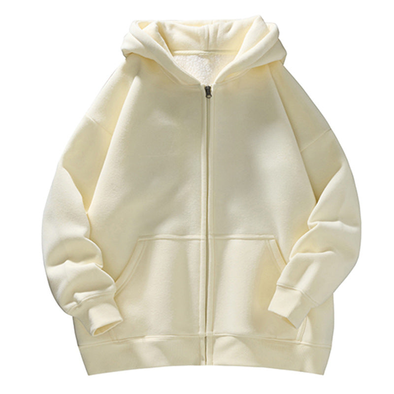 Unisex Oversize-Kapuzenjacke mit durchgehendem Reißverschluss, Teddyfutter und Känguru-Taschen Shop Nory