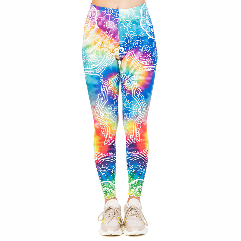 Damen Leggings mit Einhorn-Print, Verlaufsmuster und hohem Komfortbund Shopy Nory