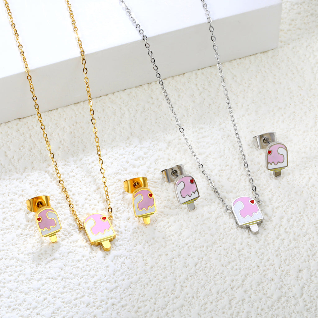 Damen Schmuckset mit Eiscreme-Anhängern Shop Nory