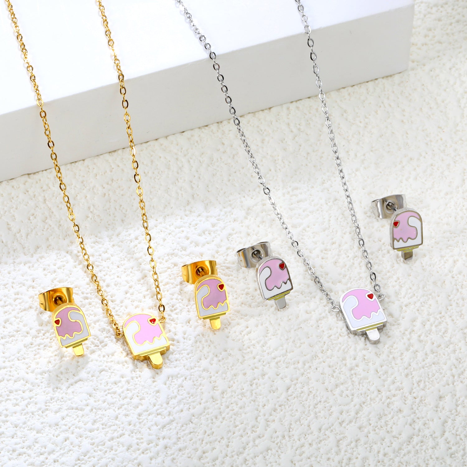 Damen Schmuckset mit Eiscreme-Anhängern Shop Nory