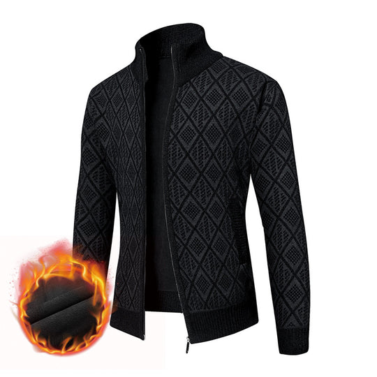Herren Thermo-Strickzipjacke mit Jacquardmuster und Fleece-Innenfutter Shop Nory