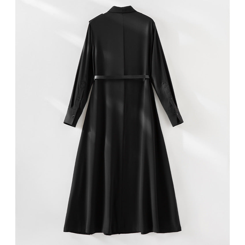 Damen Langes Hemdblusenkleid mit Taillengürtel, Schulterklappen und durchgehender Knopfleiste Shop Nory