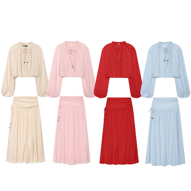 Damen Maxirock mit hohem Bund, seitlicher Zierkordel und weitem Faltenfall Shop Nory