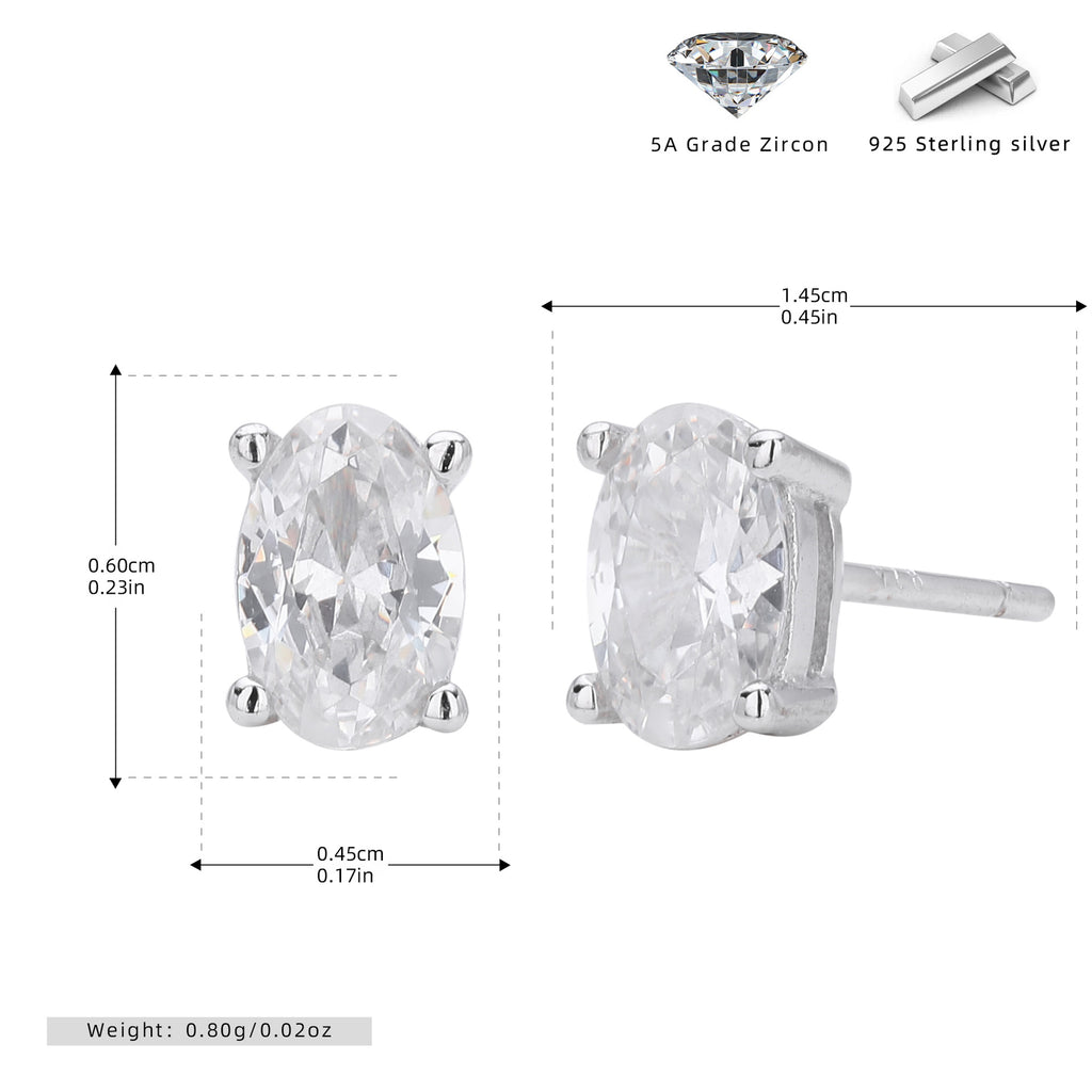 Damen Ohrstecker mit elegantem ovalem Zirkon und hochwertigem 925 Sterling Silber Shop Nory