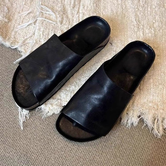 Damen Komfortable Slipper mit geschmeidiger Lederoberfläche und ergonomischem Fußbett