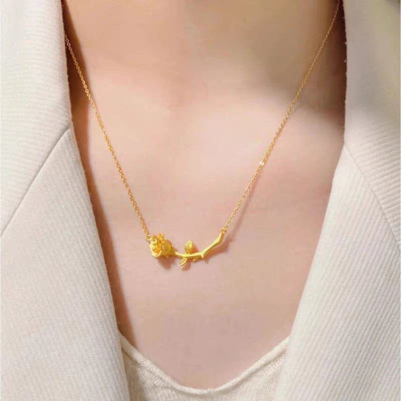 Stylische Damen Rose Anhänger Halskette Shop Nory