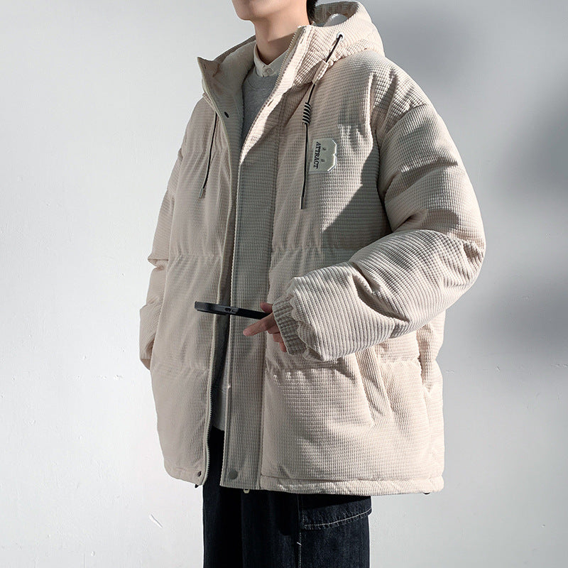 Herren Gepolsterte Cord-Steppjacke mit Kapuze, Teddyfleece-Innenfutter und Oversize-Schnitt Shop Nory