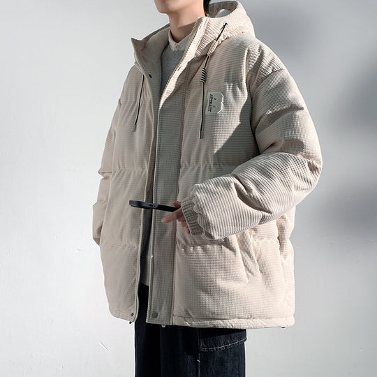Herren Gepolsterte Cord-Steppjacke mit Kapuze, Teddyfleece-Innenfutter und Oversize-Schnitt Shop Nory