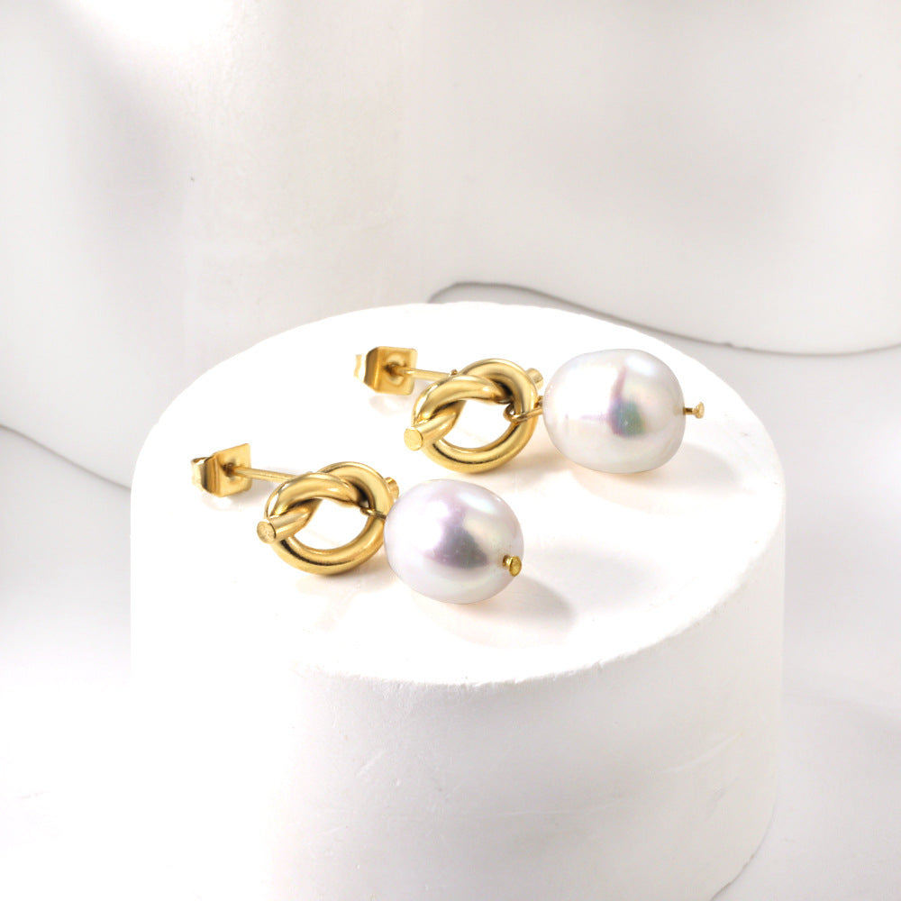 Damen Ohrhänger mit filigranem Knoten-Design und eleganten Süßwasserperlen Shop Nory