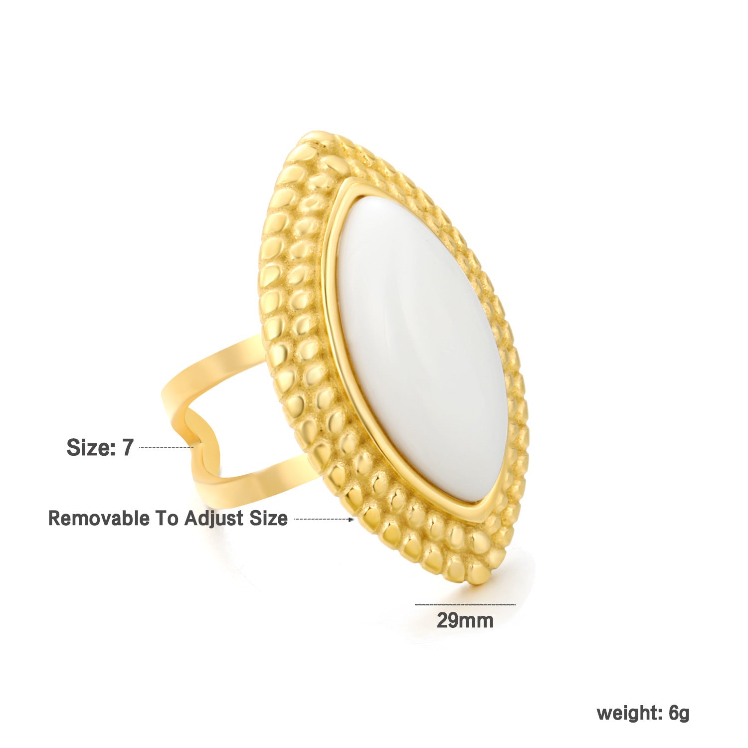 Damen Ring mit verstellbarem Goldoberfläche und schwarzem Edelstein Shop Nory