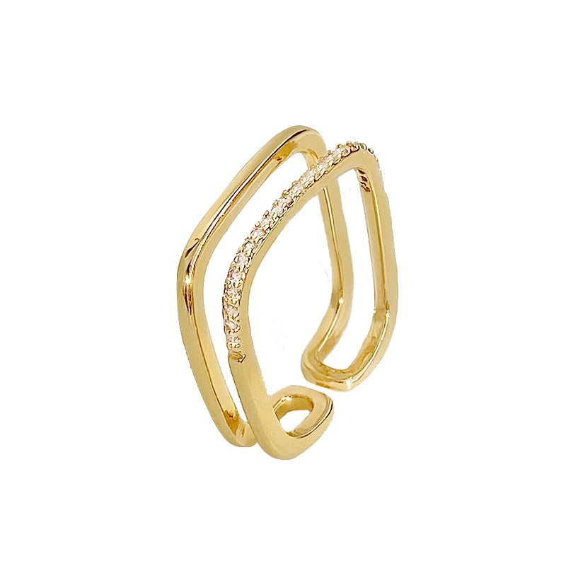Damen Offener Ring mit funkelndem Zirkonia-Akzent Shop Nory