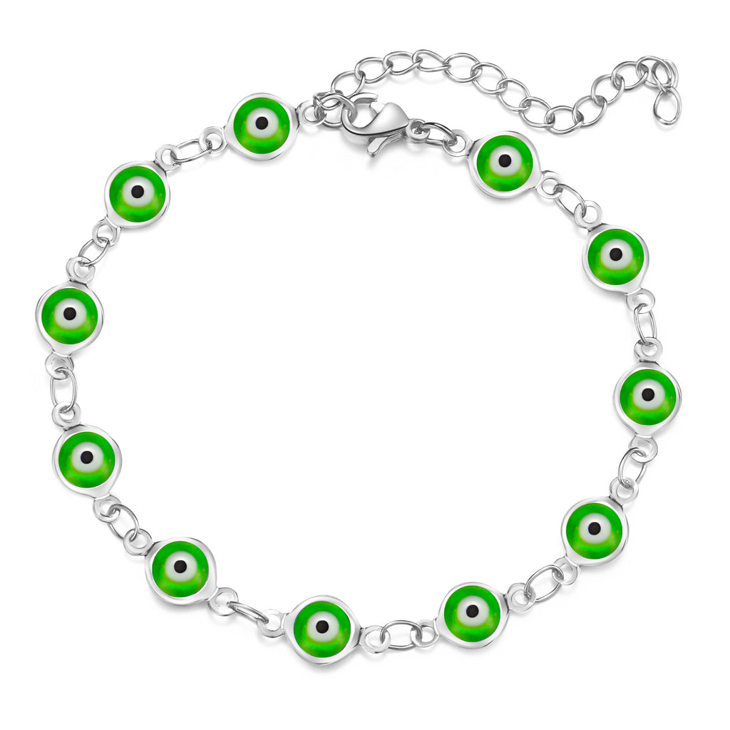 Damen Fußkettchen mit bunten Augenschutz-Anhängern und hochwertiger Gliederkette Shop Nory