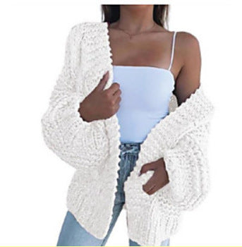 Damen Oversized Grobstrick-Cardigan mit Balloon-Ärmeln und offener Front Shop Nory