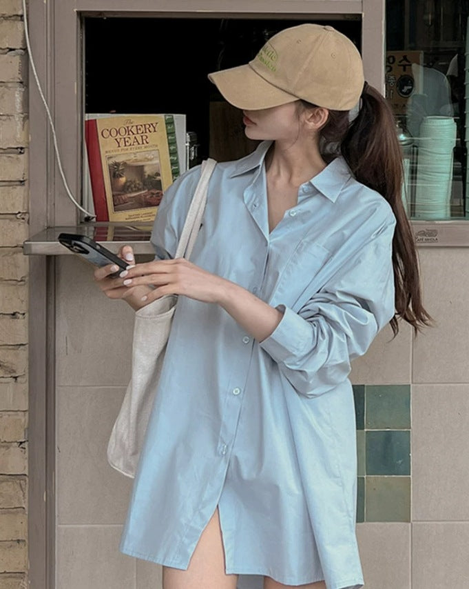 Damen Leichtes Oversize-Popeline Hemdshirt-Minikleid mit kastiger Silhouette und weiten Manschetten Shop Nory
