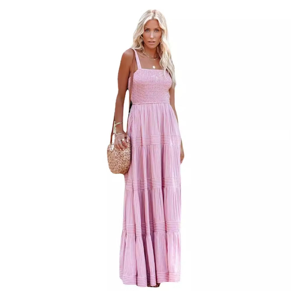 Damen Maxikleid mit leichtem Rüschenstil und elastischem Bustier