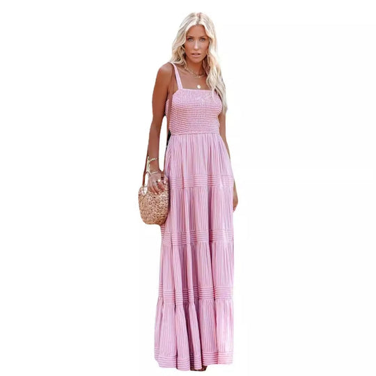 Damen Maxikleid mit leichtem Rüschenstil und elastischem Bustier