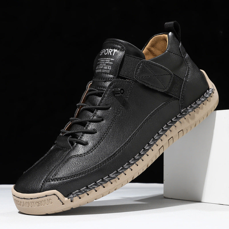 Herren Ledernachahmender Freizeit‑Sneaker mit Klettriemen, Mokassinnaht & profilierter Gummisohle Shop Nory