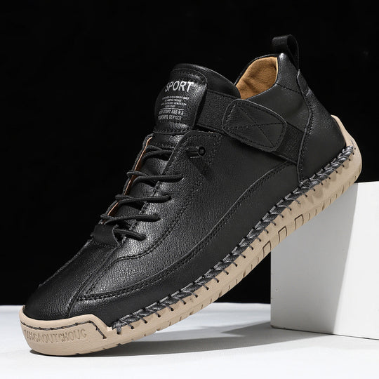 Herren Ledernachahmender Freizeit‑Sneaker mit Klettriemen, Mokassinnaht & profilierter Gummisohle Shop Nory