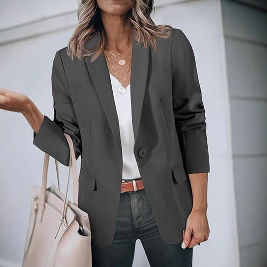 Damen Leichter Stretch-Blazer mit Schalkragen, Ein-Knopf-Verschluss und dreiviertelärmeln Shop Nory