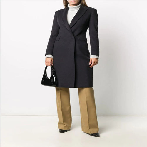 Damen Schlanker Tailoring-Longcoat mit Schalkragen, taillierter Nahtführung und verdeckter Knopfleiste Shop Nory