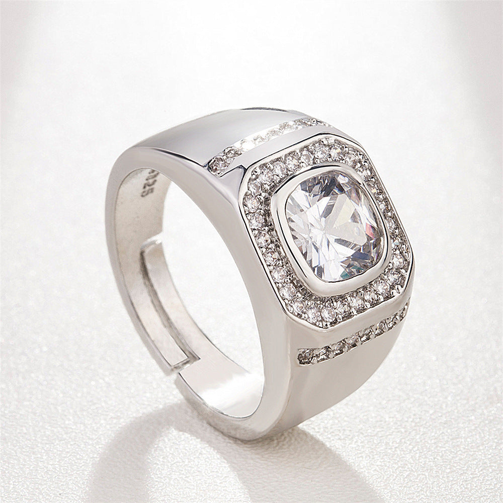 Damen Schmuckring mit quadratischer Zirkonia und eleganter Fassung Shop Nory