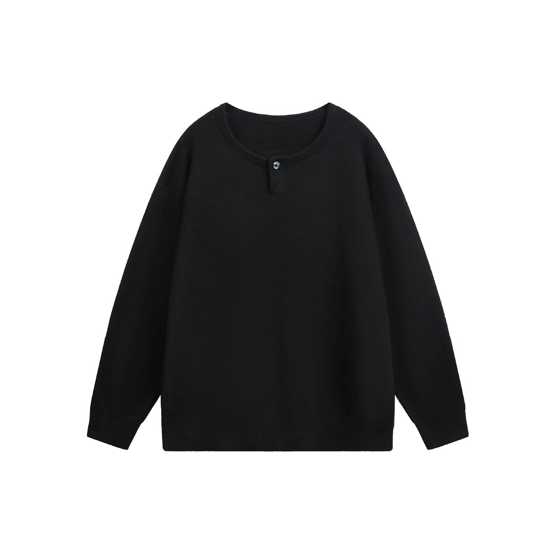 Damen Oversize-Strickpullover mit Knopfdetail am Rundhalsausschnitt Shop Nory