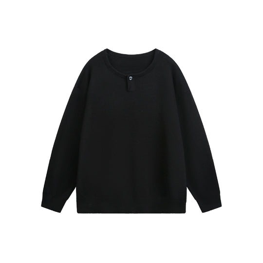 Damen Oversize-Strickpullover mit Knopfdetail am Rundhalsausschnitt Shop Nory