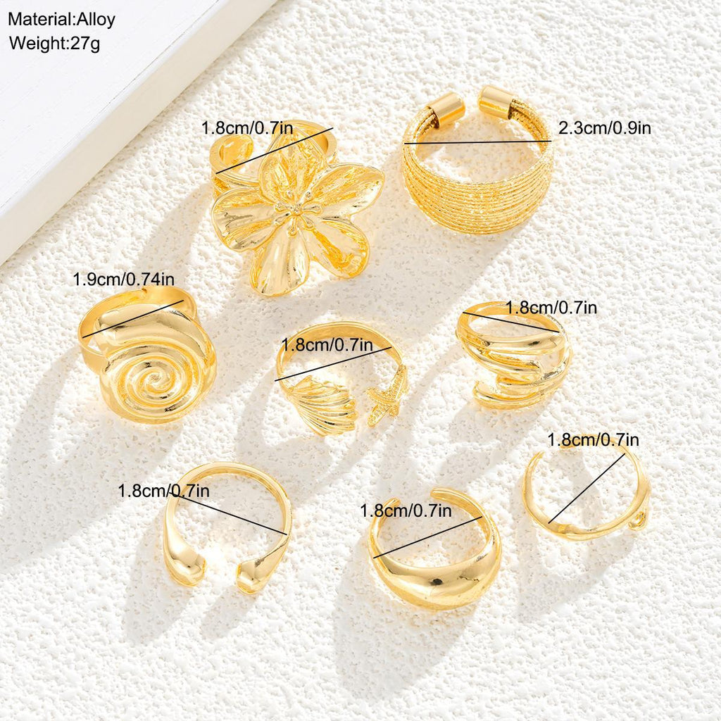 Damen modisches Ring-Set mit floralen und maritimen Designs Shop Nory