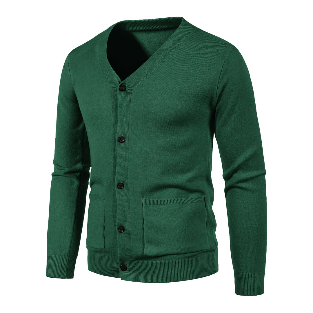 Herren Feinstrick-Cardigan mit V-Ausschnitt, durchgehender Knopfleiste und aufgesetzten Taschen Shop Nory