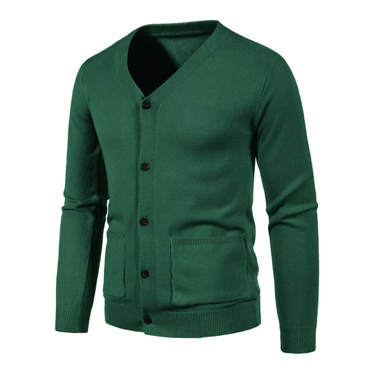Herren Feinstrick-Cardigan mit V-Ausschnitt, durchgehender Knopfleiste und aufgesetzten Taschen Shop Nory