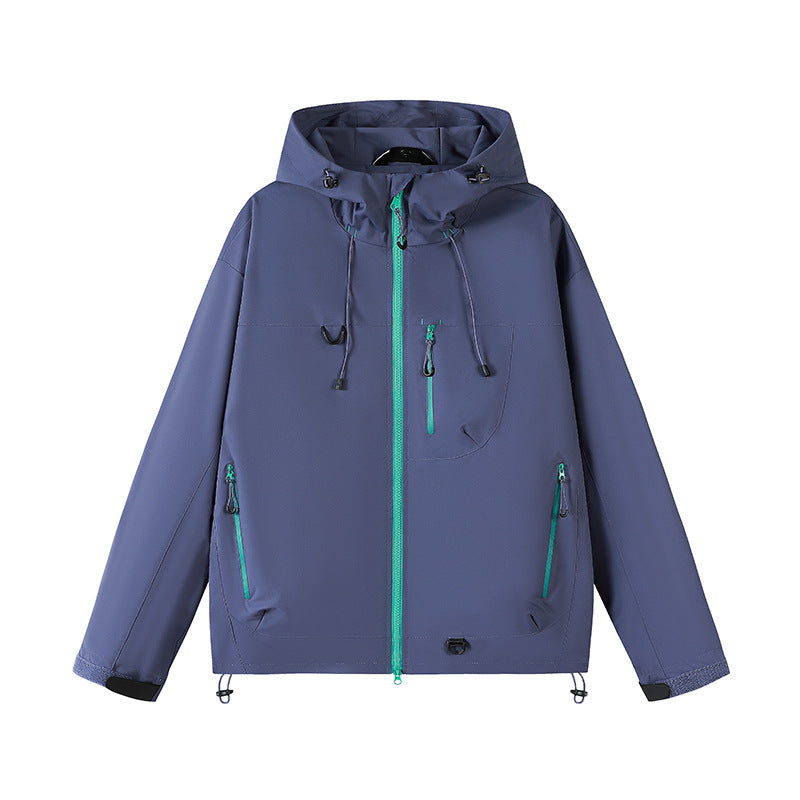 Damen technische Outdoor-Jacke mit Material und verstellbarem Kapuzensystem