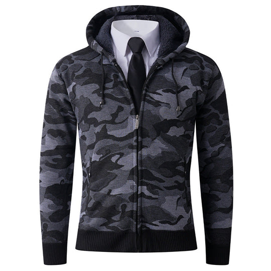 Herren modischer Hoodie mit gefütterter Kapuze und kräftigem Camouflage-Muster