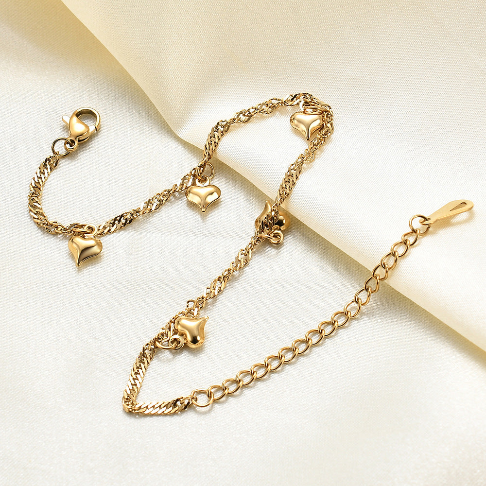 Damen Armband mit doppeltem Herzanhänger aus hochwertigem Edelstahl Shop Nory