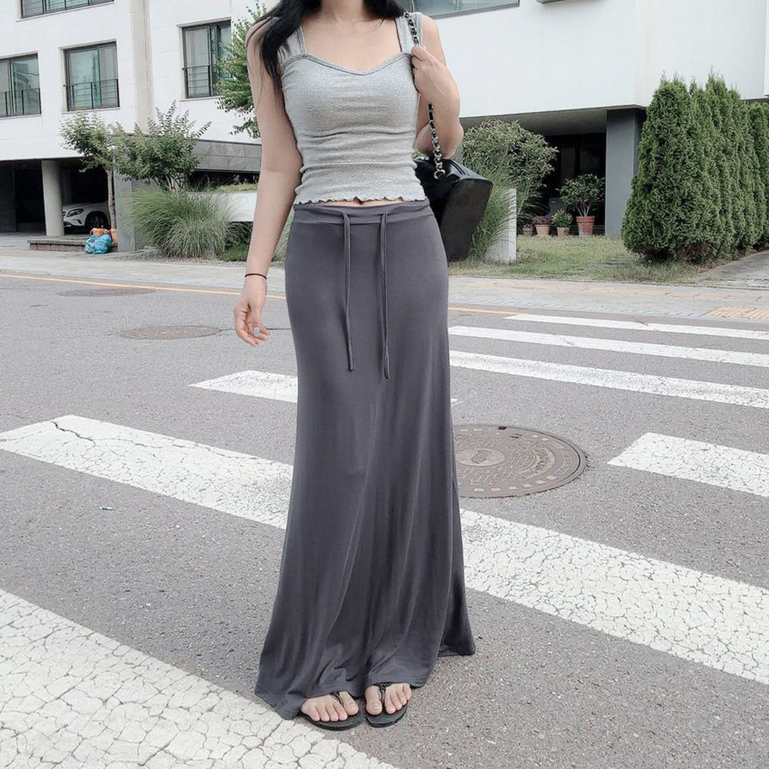 Damen nan Maxirock aus weichem Jersey mit Bindebund, hoher Taille und seitlichen Schlitzen Shop Nory