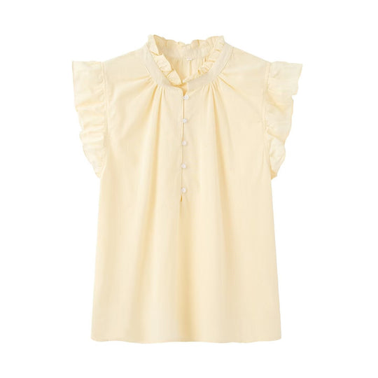 Damenbluse mit Rüschendetails und Knopfleiste