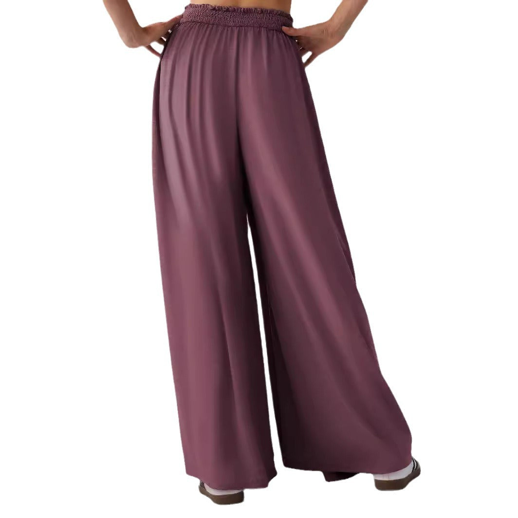 Damen Weit geschnittene Jersey-Hose mit elastischer Taille und elegantem Fall