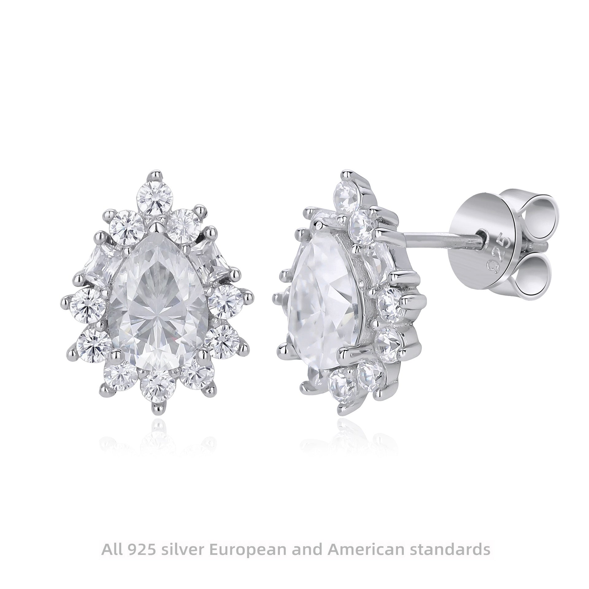 Damen Ohrstecker aus hochwertigem 925 Sterling Silber mit funkelnden Moissanit-Steinen Shop Nory