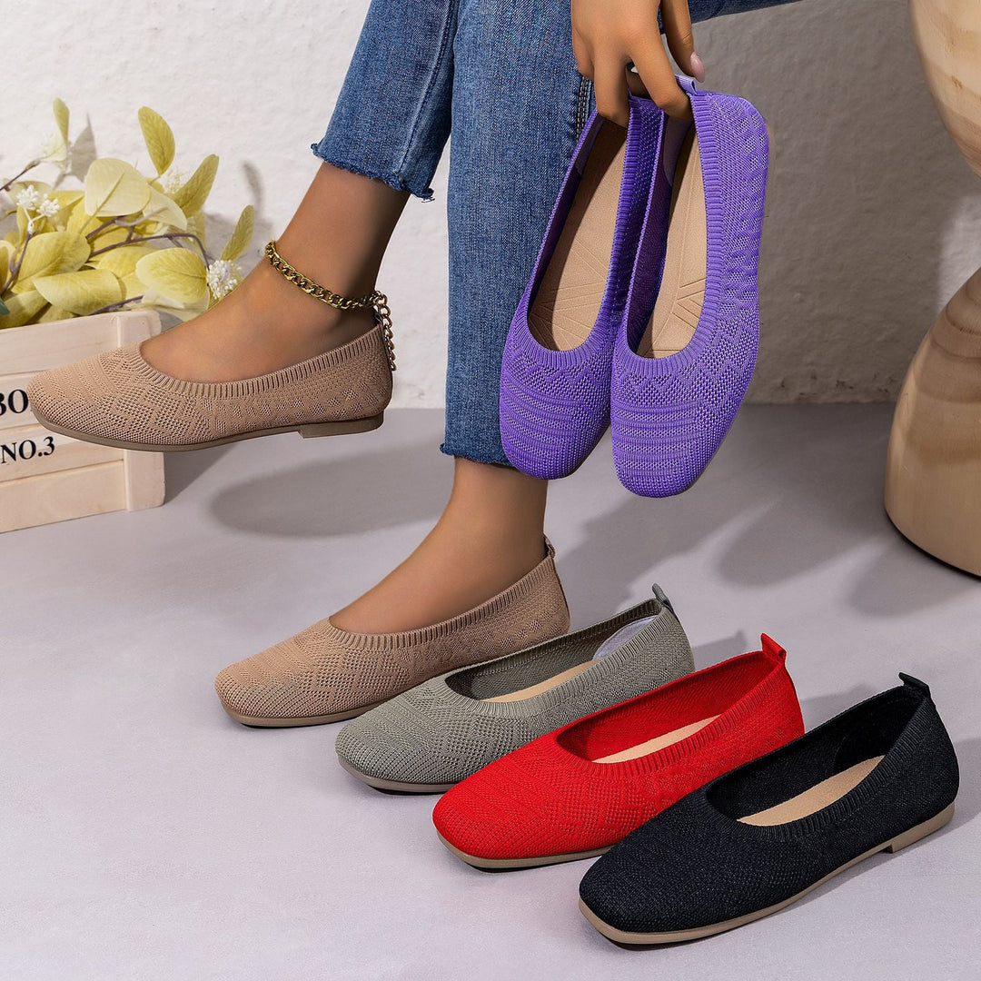 Damen Komfortable und atmungsaktive Strickballerinas
