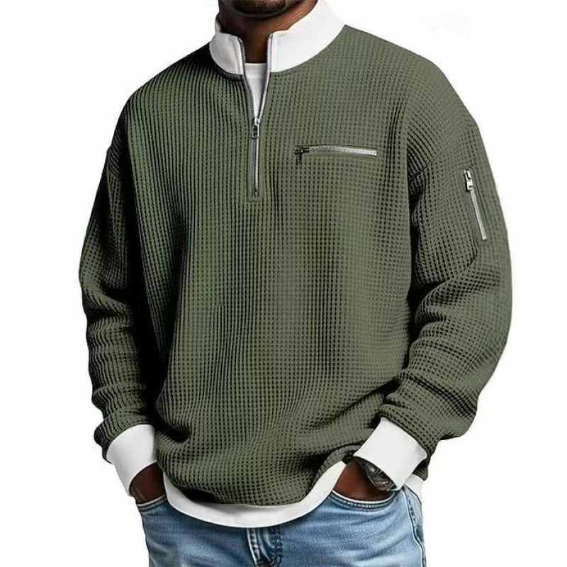 Herren Sweatshirt mit hohem Kragen und praktischem Reißverschluss