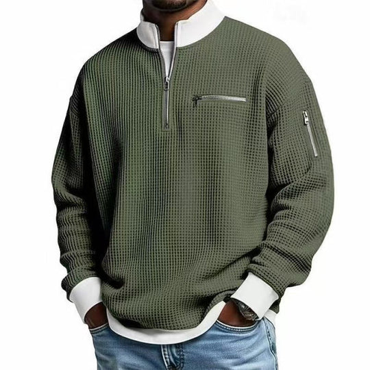 Herren Sweatshirt mit hohem Kragen und praktischem Reißverschluss