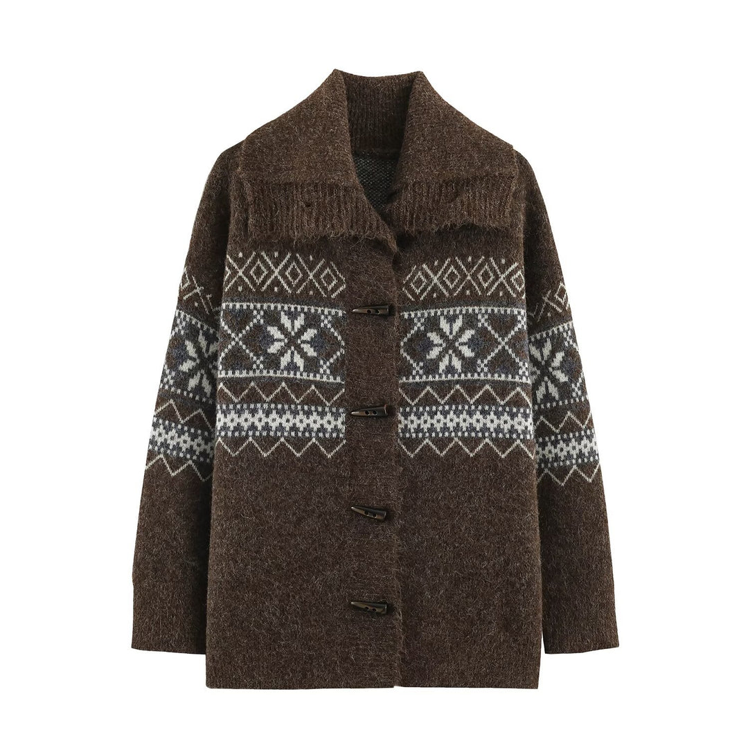 Damen Norwegisch gemusterter Wollmix-Dufflecoat mit Schalkragen und Knebelverschlüssen Shop Nory