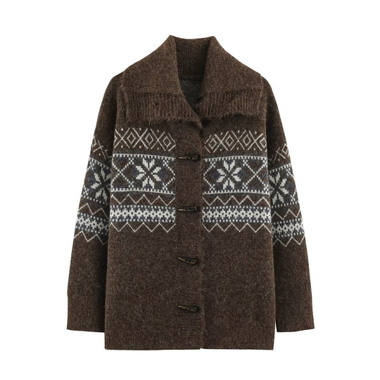 Damen Norwegisch gemusterter Wollmix-Dufflecoat mit Schalkragen und Knebelverschlüssen Shop Nory