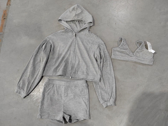 Damen nan kurzes geripptes Lounge-Set mit Kapuzen-Zipjacke und Highwaist-Shorts Shop Nory