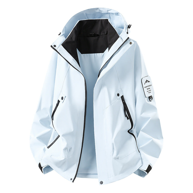 Herren Zwei-in-eins Wetterschutzjacke mit abnehmbarer Steppweste und verstellbarer Kapuze Shop Nory