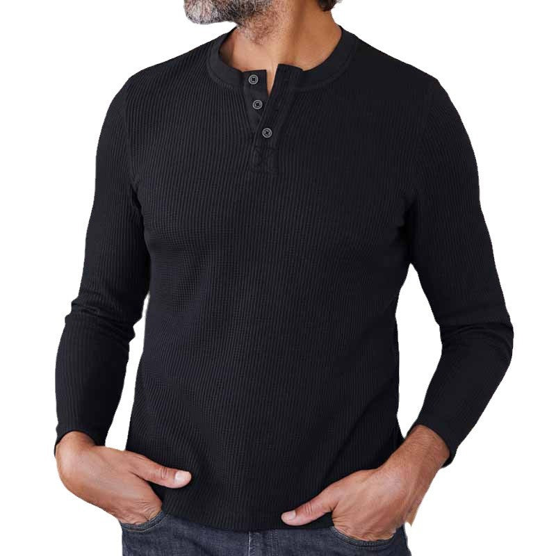 Herren Langärmeliges Waffelstrick-Henleyshirt aus Thermo-Baumwollmix Shop Nory