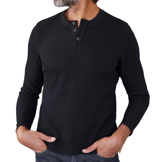 Herren Langärmeliges Waffelstrick-Henleyshirt aus Thermo-Baumwollmix Shop Nory