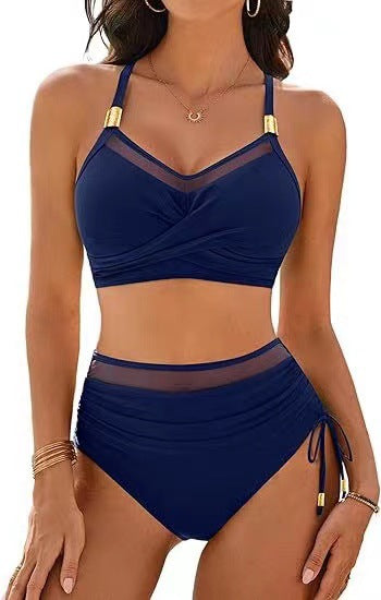 Damen Hochwertiges Bikini-Set mit transparenten Akzenten und modischem Wickeldesign