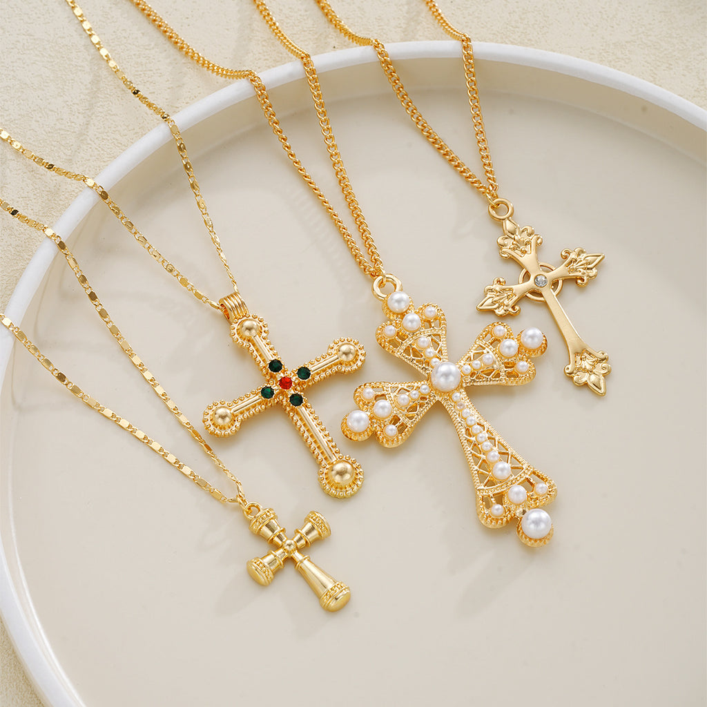 Damen Halskette Set mit filigranen Kreuzanhängern und funkelnden Details Shop Nory