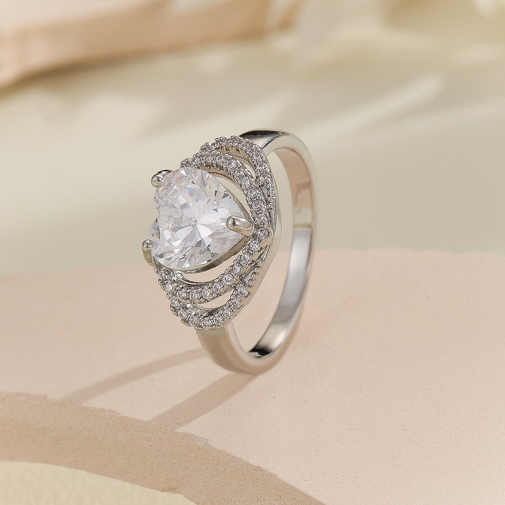 Damen herzförmiger Ring mit Zirkonia-Verzierung Shop Nory